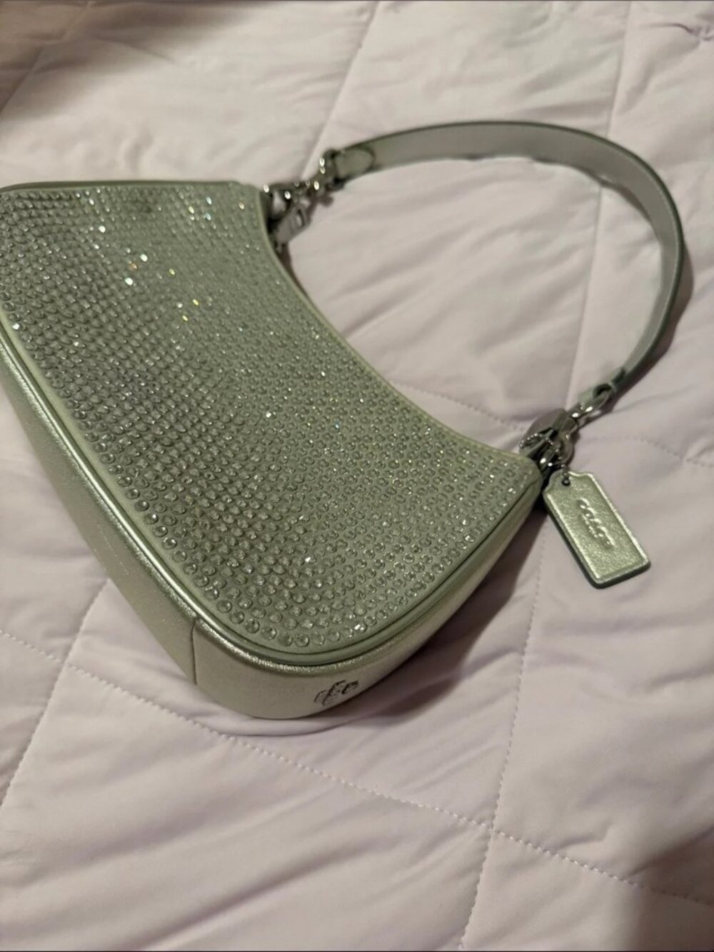 NWT Coach Teri Shoulder Bag with Crystal Rhinestones in Metallic Silver - Picture 5 of 6